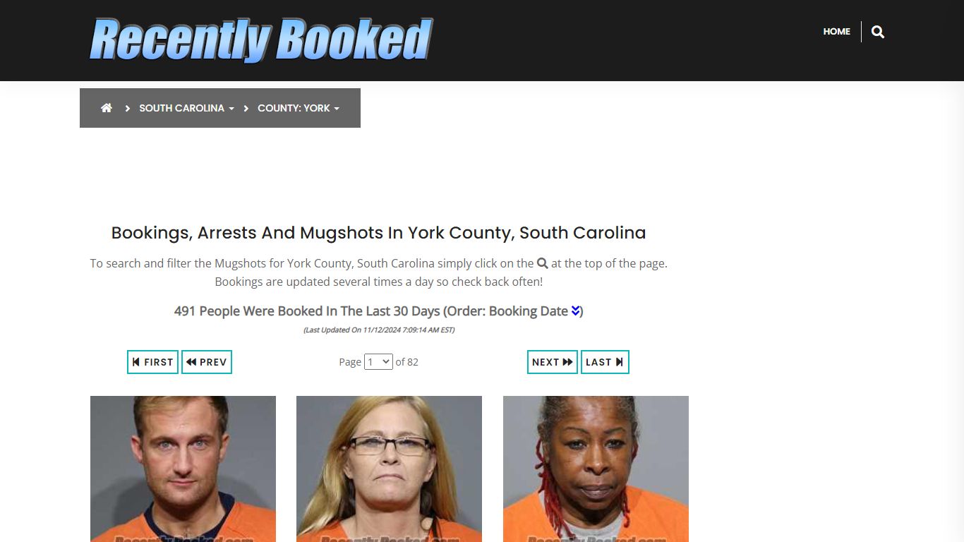 Bookings, Arrests and Mugshots in York County, South Carolina