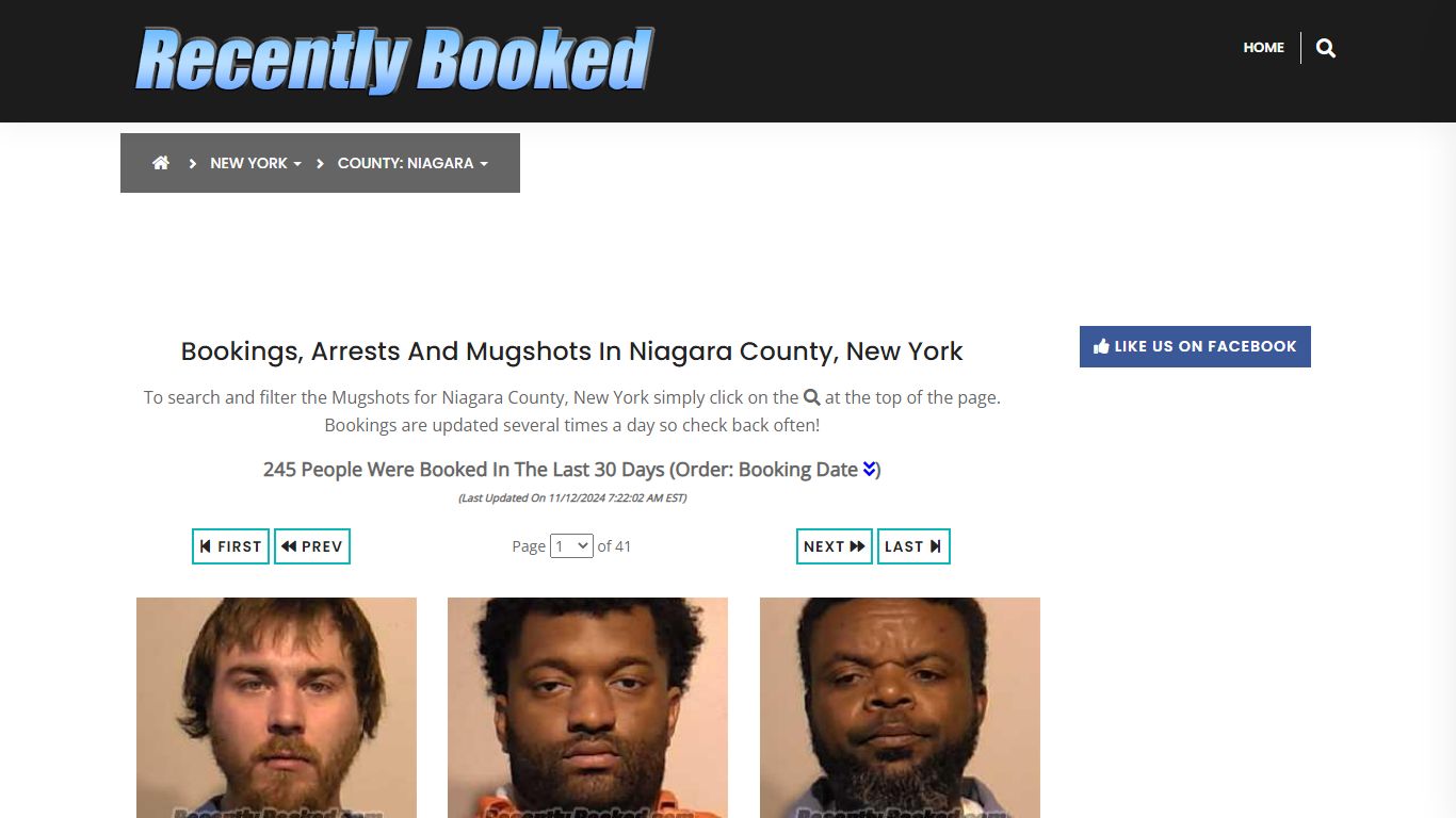 Bookings, Arrests and Mugshots in Niagara County, New York